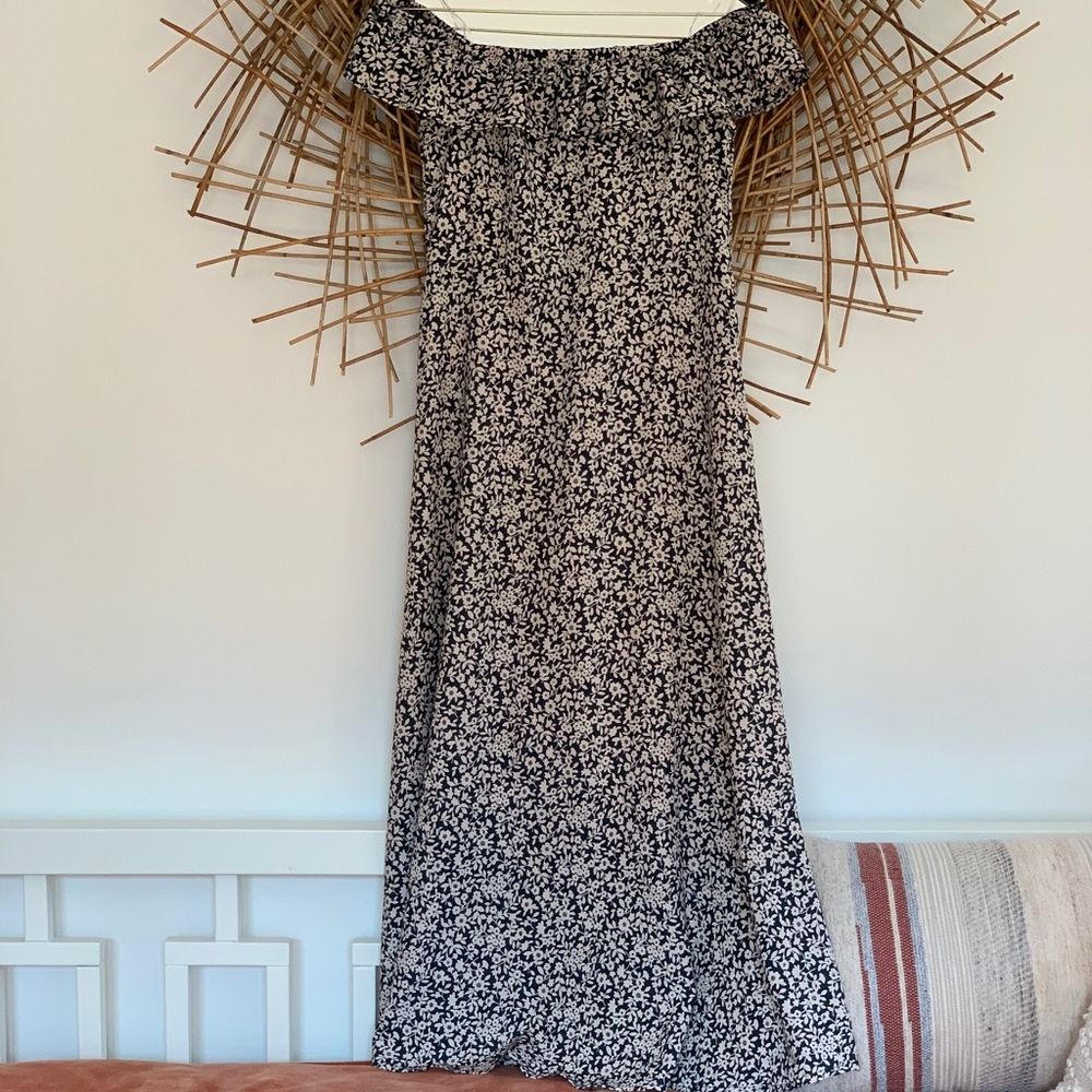 Vernacular || tea-length off-shoulder dress